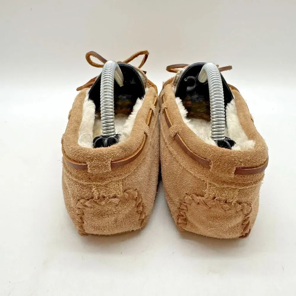 Minnetonka 4811 Cassie Tan Moccasin Women's 4 Fur Lined Suede Leather Slippers